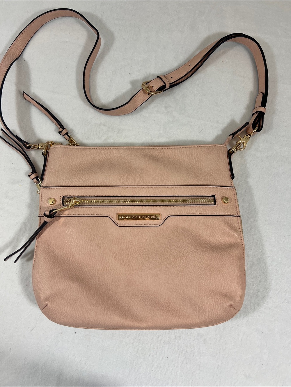 Poppy and Peonies Pebbled Crossbody Bag in Blush/Light Pink